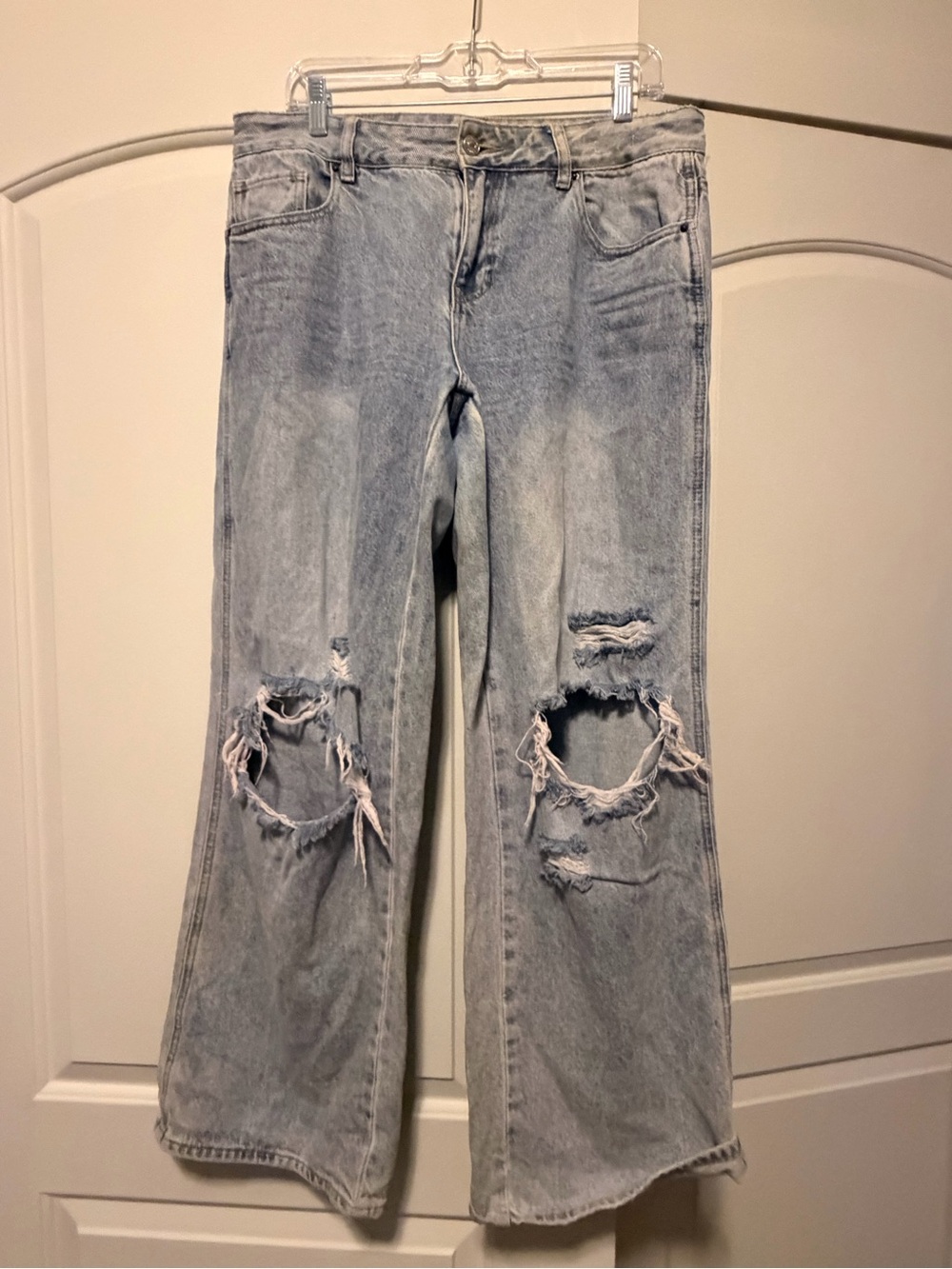 PacSun Light Blue Distressed Wide-Leg Jeans